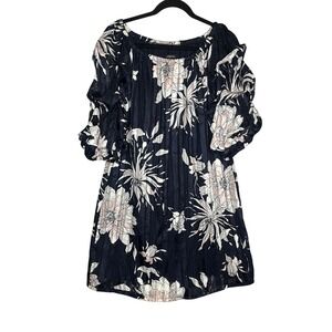 S. LeVine Floral Sheath Lined Off Shoulder Puff Sleeve Mini Dress Women's Size M